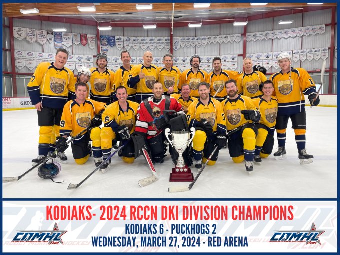 KODIAKS WERE ALL SMILES AFTER SECURING THE CHAMPIONSHIP CUP IN THE RED ARENA ON MARCH 27, 2024.